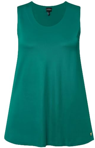Ulla Popken Damen große Größen Übergrößen Plus Size Slinkytop, Piqué, A-Linie, Rundhals, ärmellos grünblau 54+ 827896460-54+