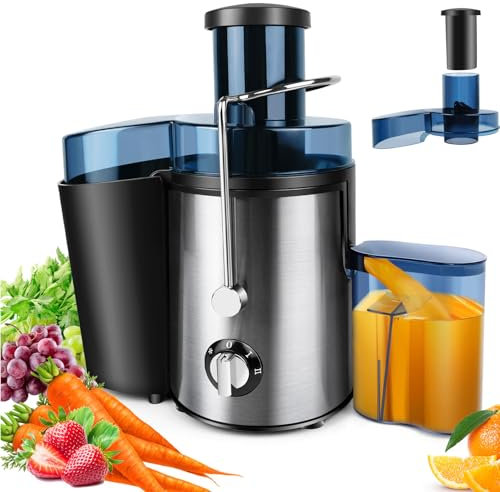 Juicer Machines, Cold Press Juicer, Whole Fruit and Vegetables with 2-Speed Setting, 3-Inch Wide Mouth Food Chute, Upgraded Version 1000W Motor Quick Juicing, 500ML Juice Cup