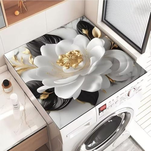 Highdi Housse de Protection pour Machine à Laver Top, Coussin de Machine à Laver Antidérapant Housse de Machine à Laver pour Machine à Laver Ou Sèche-Linge (30 * 40cm,Belles Fleurs 1)