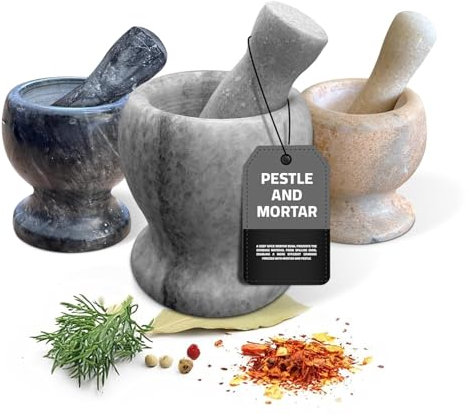 Premium Marble Pestle and Mortar Set – Heavy Duty Stone Grinder for Crushing Herbs, Spices, and Seeds – Non-Slip Base – Ideal for Kitchen and Cooking (Ivory - 4.33 Inch, .)