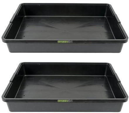 GREEN24 2 Stück Multipack Profi Gewächshaus-Wanne XL565 wasserdicht für Pflanzen, Gewächshäuser und Garten, 56,5 x 41,5 x 8,5 cm, schwarz, für Innen und Außen (2 Stück)