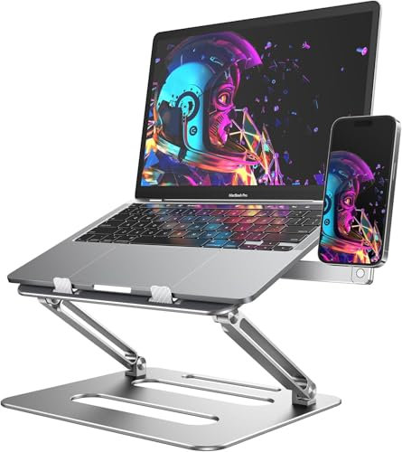 Laptop Ständer Höhenverstellbarer, Faltbarer Laptopständer Ergonomischer Belüfteter mit 360° Drehbarer Basis, Vertikal Laptophalter Kompatibel mit Notebook MacBook Air/Pro, Dell, HP und Laptop 11-16