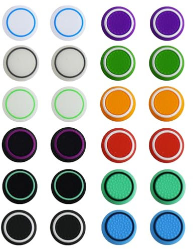 LunarCharm 24 tapas de palanca de mando compatibles con empuñaduras de mando PS4/PS5, accesorios de controlador compatibles con Xbox One Series, tapas de silicona para palancas de pulgar