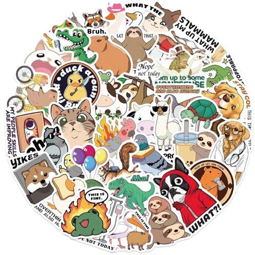 Interesting Animal Stickers for Laptop (50 PCS),Gift for Children Teens Adults Girl Boys,Animal Waterproof Stickers for Water Bottle,Prank Vinyl Stickers for Scrapbook,Skateboard,Bike,Phone,Dairy