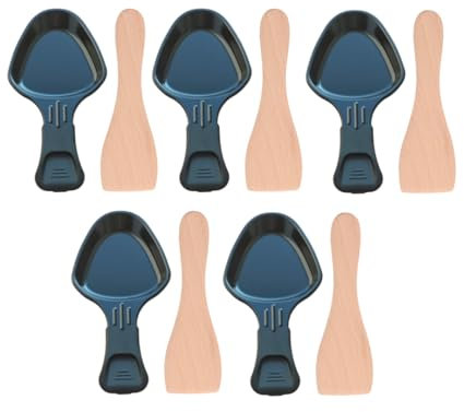 Frying Pans / Raclette Dish Non-Stick with Wooden Spatulas | Set of 1 to 12 | Mini Triangle Squeegee | Compatible with Tefal Raclette | Easy to Clean | SOS ACCESSOIRE (5)