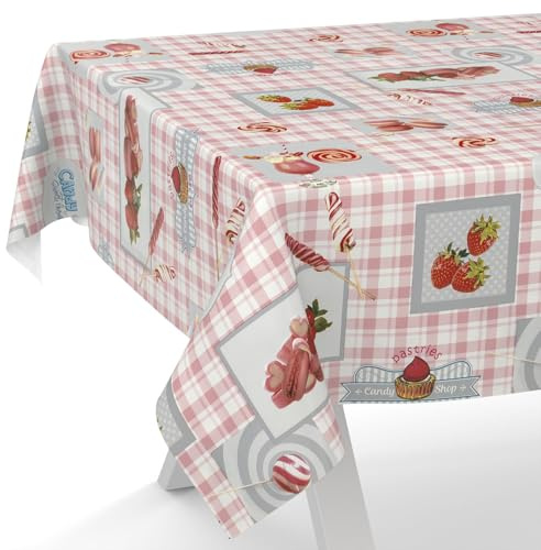 ANRO Wachstuchtischdecke Wachstischdecke Wachstuch Tischdecke abwaschbar Gartentischdecke Süßigkeiten 140x140cm Schnittkante