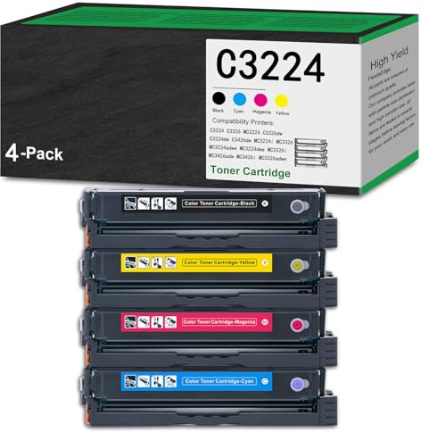 CMADJT C3224 C3326 Tonerkartuschen mit hoher Reichweite, 4er-Pack C3210K0 C3210C0 C3210M0 C3210Y0 Tonerersatz für Lexmark C3224 C3326 C3426 MC3224 MC3326 MC3426-Serie Drucker,1 Set-1500 Pages