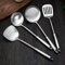 Ustensiles de wok en acier inoxydable 304, spatule et louche, cuillère écumoire, spatule ajourée, ensemble professionnel de 4 outils de wok de long.lave-vaisselle.（Poignée calebasse）