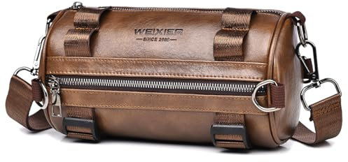 GZQFUOU Umhängetasche Herren Schultertasche Herrentasche klein Vintage Messenger Bag Herrenhandtasche Crossbody Bag Handtasche PU Leder Schultertasche für Männer(Dunkelbraun)