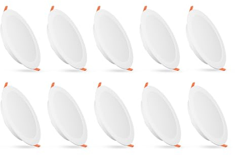 paul russells Bathroom Spot Lights Ceiling, 12W LED Round Panels 3 CCT Light, 1200LM, 3000K,4000K,6500K, Led Downlights spotlights for Ceiling, Panel Lighting (Non-Dimmable), 10 Pack