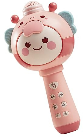 ibasenice Microphone Jouet sans Fil pour Garçon et Filles Connexion Téléphone USB, Micro Karaoké Rose en Abs, Présent pour Anniversaires et Fêtes D'garçon et Filles