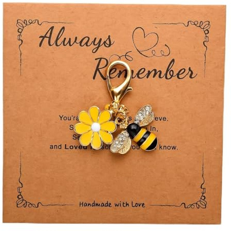 Porte-Clés Abeille, Porte-Clé Marguerite de Sac pour Femmes | Cadeaux de Porte-Clé Mignon avec Carte d'Encouragement pour les Amoureux de la Nature Amis Filles Famille