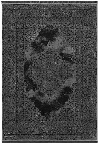 VIMODA Teppich Wohnzimmer mit Ornament-Muster Elegant goldenes Akzent, Hochwertig-Pflegeleicht-Qualitativ,Farbe:Schwarz;Maße:160x230 cm