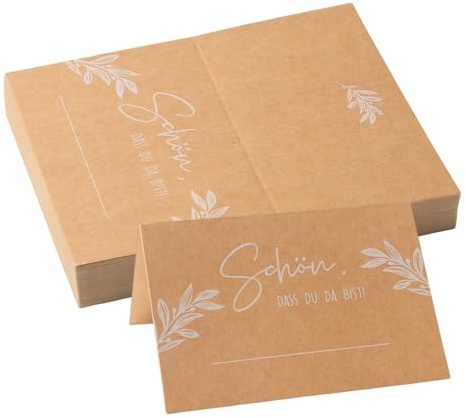 GYYXH Marque-Place Kraft 100 Pièces 11x8,5cm Papier 210g Préplié | Papier kraft épais anti-déchirure, compatible stylos et imprimantes, décoration rustique pour mariage baptême anniversaire