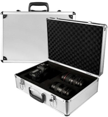 18 Inch Lockable Aluminium Flight Tool Case Box 45x31x15cm with Foam Silver