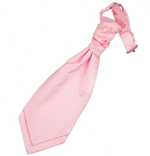 DQT Boys Plain Satin Pre-Tied Scrunchie Cravat - Wedding Pageboy Formal - Baby Pink