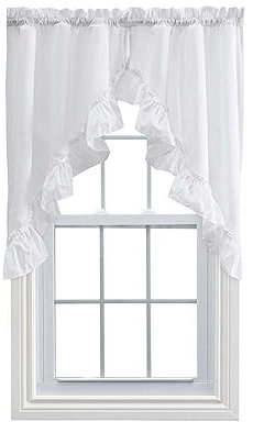 Ellis Curtain Stacey Gerüschte Girlande, Polyester-Baumwolle, weiß, W 38 x L 60 (1 Panels)