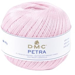 DMC Petra Yarn, 100% Cotton, Pastel Pink (54458), Size 5