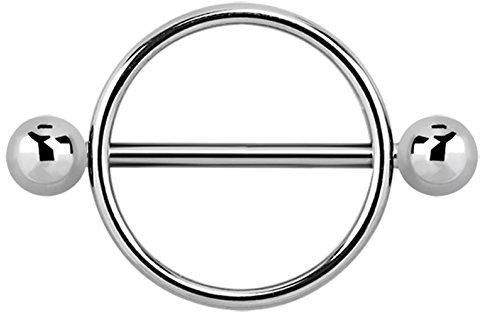 Brust Piercing Schmuck Schild, Öffnung 14 mm, 316l Stahl Ring mit Stab und Kugeln