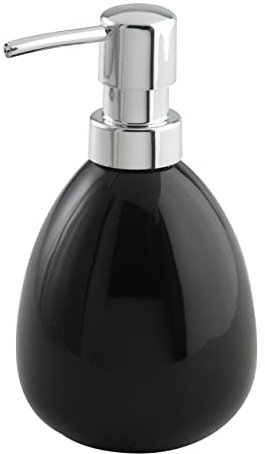 WENKO Distributeur Savon, Liquide, Porte Savon Liquide Polaris, Noir, céramique, 10x16,5x9,4 cm