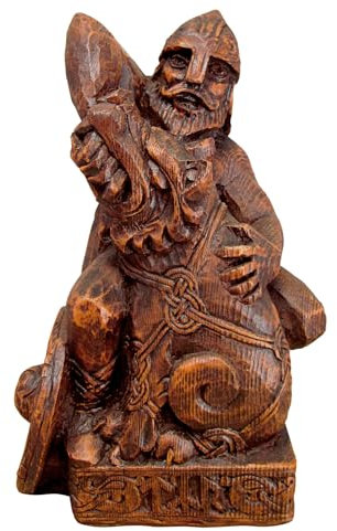 Dryad Design Wikinger-Statue Nordischer Gott Tyr, Holz-Finish (Gott des Krieges und des Mutes)