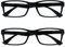 OPULIZE PEP Lesebrille für Damen und Herren - 2er-Pack - Große Rechteckige Brille - Komfortable Federscharniere - Kratzfest - Schwarz - UVR +2.50
