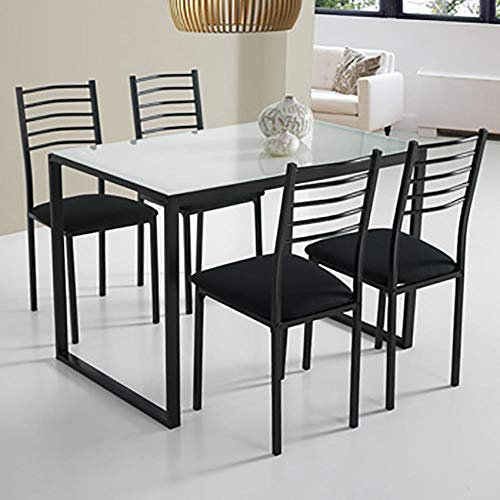 Kit Closet Conjunto Noa de Mesa de Cocina + 4 sillas Cristal Blanco