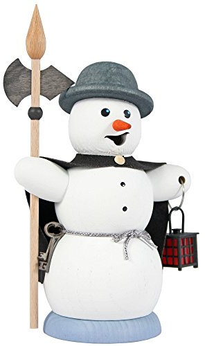 Kuhnert Rauchmann/Räucherfigur aus Holz - Schneemann als Nachtwächter - ca. 13 cm - Made in Germany