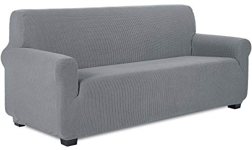 TIANSHU Housse de Canapé Extensible en Élasthanne, Housse Canapé Antidérapante Protege Canape Élastique, Protection Antisalissure pour Animaux de Compagnie Chats et Chiens (3 Places, Gris Clair)