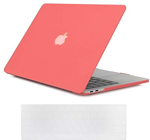 Se7enline Compatible with Macbook Pro 13 inch Case A2159/A1706/A1989 Matte Plastic Hard Laptop Cover for MacBook Pro 13 with Touch Bar 2016-2019 with UK Layout Keyboard Cover,Living Coral