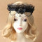 Kopfschmuck Gotisch Haarschmuck Halloween Kostüm Damen Stirnband Blumenkranz Vintage Prinzessin Haarschmuck Krone Cosplay Haarreif Einstellbar Girlande Haarkranz (Schwarz)