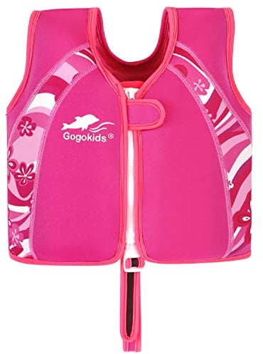 Schwimmweste Kinder aus Neopren, Schwimmjacke Schwimmlernweste für Jungen Mädchen Schwimmen Badeanzug Schwimmende Bademode Schwimmweste Baby 2-4 Jahre, Rose1