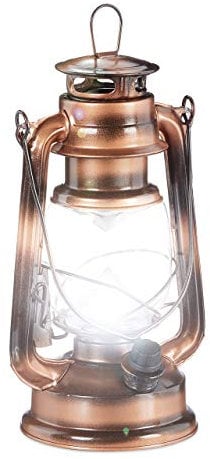 Relaxdays 1 x Sturmlaterne LED, Retro Sturmlampe als Fensterdeko oder elektrische Gartenlaterne, batteriebetrieben, Kupfer