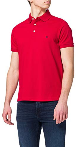 Tommy Hilfiger Herren Poloshirt Kurzarm 1985 Slim Fit, Rot (Primary Red), XXL