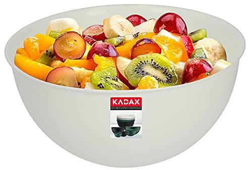 KADAX Schüssel aus Kunststoff, Salatschüssel, stapelbare Rührschüssel, Plastikschüssel, Küchenschüssel, runde Servierschüssel für Küche, Salat, Teig, spülmaschinenfest (3L, creme)