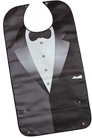 Erwachsenen Lätzchen Ältere Menschen Patient Frauen Männer Mahlzeit Essenszeit Kleidungsschutz Schwarz Anzüge Muster Doppelschicht Wasserdicht Wiederverwendbar Waschbar