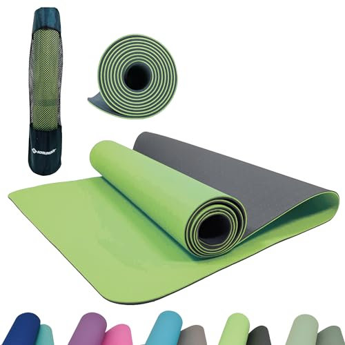 Schildkröt Fitness Bicolor Yogamatte, Lime-Anthrazit, 4mm, PVC-frei, im Carrybag