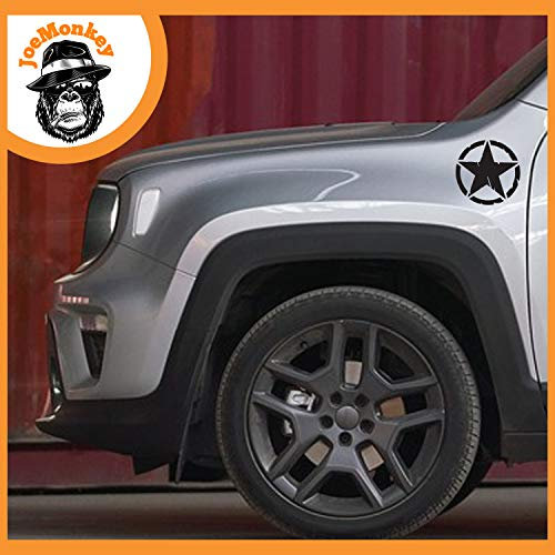 Kit de adhesivos – 4 piezas estrella militar vintage – 20 x 20 cm 10 x 10 cm – 4 x 4 laterales capó compatible con Offroad Pegatinas laterales coche