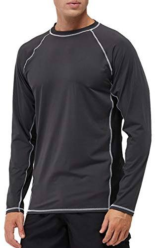 LBL Leading the Better Life T-Shirt de Bain Anti-UV Homme Maillot de Bain à Manche Longue Rashguard pour Surf Natation plongée Plage UPF 50+ Noir 3XL