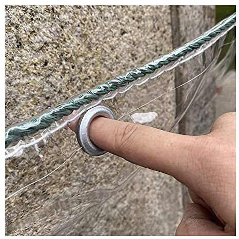 LIJINBO Waterproof Plastic Tarpaulin, Transparent Heavy Duty PVC Waterproof Cloth With Eyelets, Sun Protection Windproof Plant Covers Membrane (400gsm), Customizable (Color : Clear, Size : 1.2x3m)