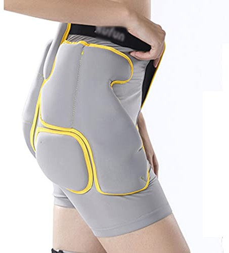 Q-FFL Gepolsterte Kurze Hose mit Hüftschutz, Outdoor-Aktivitäten Schutzausrüstung, Skating-Impact-Pad für Snowboard-Ski-EIS (Color : Grey, Size : L)
