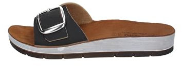 inblu - Ciabatte basse a fascia maxi fibbia, Donna, nero, 35