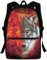 AFPANQZ Kinder-Rucksack mit Vordertaschen, großes Fassungsvermögen, Schultasche, Büchertasche, Reißverschluss, lässiger Tagesrucksack, Wolf Fire, Einheitsgröße, Rucksack Rucksäcke