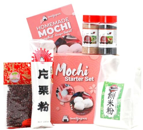 1mal1japan Mochi Starter Set | 6-teilig mit 5 Rezepten | vegan & glutenfrei | Komplettes Starter Set für selbstgemachte Mochi | mit 6 Zutaten und 5 Rezepten | vegan & glutenfrei.