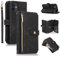 UEEBAI Hülle für iPhone 12 Mini 5.4 inch, 9 Kartenfäche Retro Leder Klapphüllen Stoßfest Flip Case mit Handschlaufe Standfunktion Reißverschluss Handyhülle Magnetverschluss – Retro Schwarz