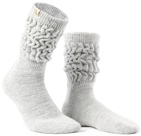Inkari Warme Alpakasocken - Therapeutische Alpakawollsocken - Gemütliche und dicke Winterwollsocken für Frauen - Bequeme Gestrickte Socken, (THERA-Silver) (L)