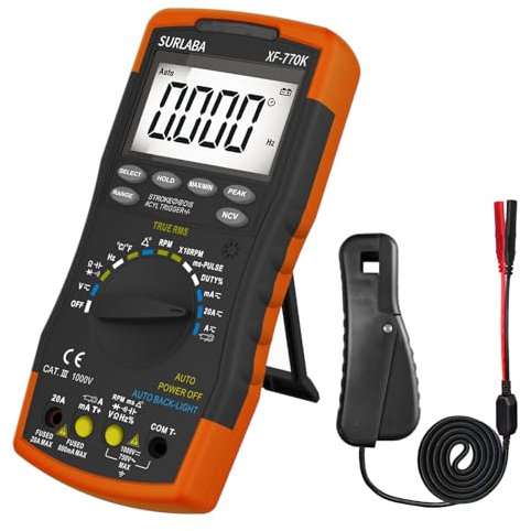 Multimetro Digitale Automobilistico & Pinza Induttiva di Raccolta del Segnale, Multitester per Tensione AC/DC, Corrente, Angolo Sosta, Larghezza Impulso, Tachimetro 600~12000RPM per Auto, Domestico