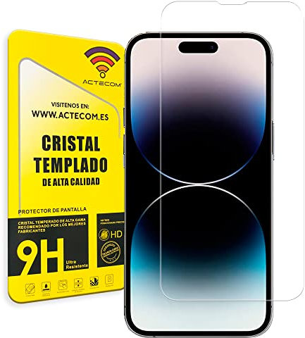 actecom® Protector de pantalla compatible con Iphone 14 Pro Max 6.7 Cristal templado Vidrio Templado Ultra Transparente 9H 2.5D Case Friendly