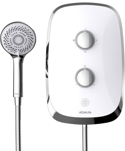Aqualisa e-Motion Arctic White Electric Shower Digital Display 3 Spray Patterns 10.5KW