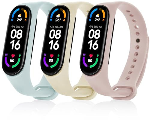 Ainiv Correa Mi Band, Correa Compatible con Pulsera Xiaomi Mi Band 5/6/7/4/3, Suave Silicona Nailon Acero Inoxidable Correa de Repuesto, Resistente al Sudor Pulseras de Repuesto